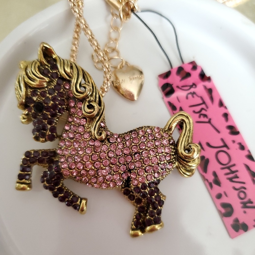 New Betsey Johnson Horse Necklace/Brooch